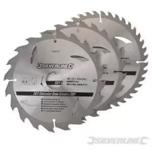 Image of Silverline - 590591) tct Circular Saw Blades 20 24 40T 3pk 190 x 30 - 25 20mm