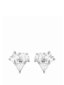 Image of Jon Richard Rhodium Plated Cubic Zirconia Mixed Stone Stud Earrings