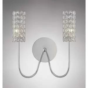 Image of Martina wall light 2 bulbs polished chrome/crystal