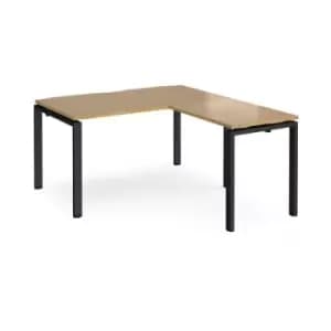 Image of Bench Desk Add On Return Desk 1400mm Oak Tops With Black Frames Adapt