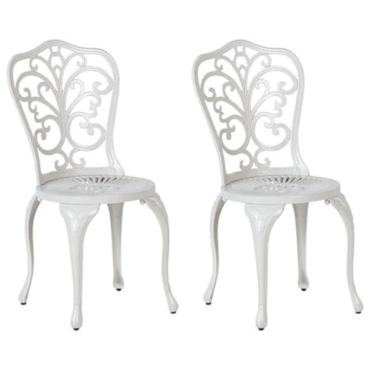 Image of Beliani Set Of 2 Garden Chairs Triora Metal Off-White
