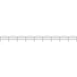 Image of Garden Fence with Spear Top Steel (1-1.25)x15.3 m Black vidaXL - Black