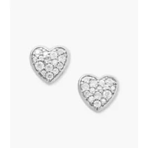 Image of Fossil Womens Elliott Glitz Heart Sterling Stud Earrings - Silver