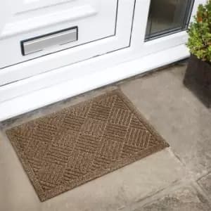 Image of JVL Dirt Defense Square Pattern Doormat Beige