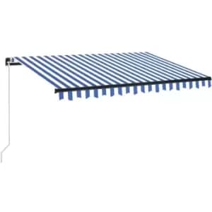 Image of Vidaxl - Manual Retractable Awning with LED 350x250cm Blue and White Blue