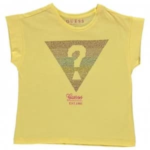 Image of Guess Guess Logo T Shirt - Yellow