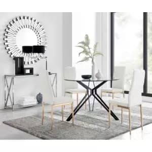 Image of Furniture Box Cascina Dining Table and 4 White Gold Leg Milan Chairs