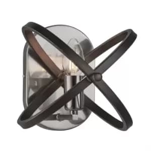 Image of Hoopla 1 Light Candle Wall Light Pewter, Black, E14