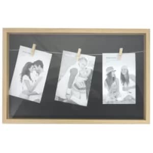 Image of Black Natural Wood Triple Peg Frame