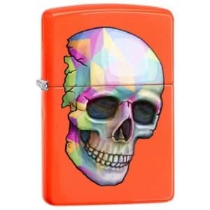 Image of Zippo Skull Classic Neon Orange