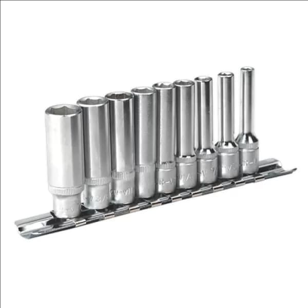Image of Genuine SEALEY AK2718 Socket Set 9pc 1/4Sq Drive 6pt Deep WallDrive® Imperial