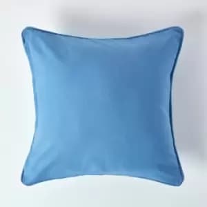 Image of Cotton Plain Air Force Blue Cushion Cover, 30 x 30cm - Blue - Homescapes