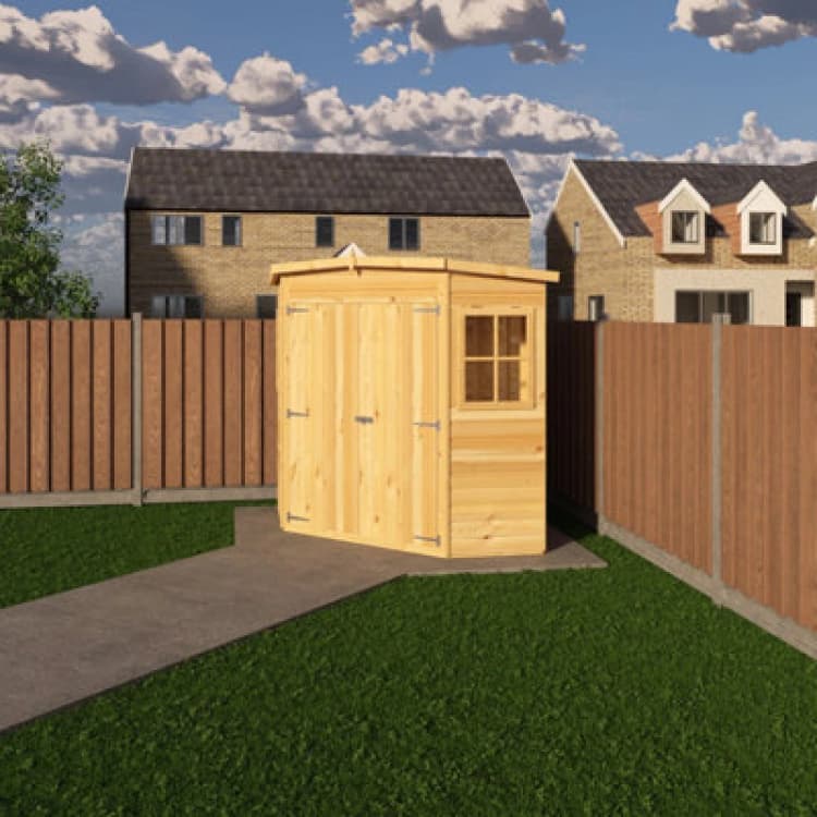 Image of Shire Corner Shed, 6X6 With Double Doors And Opening Windows
