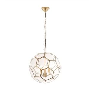 Image of 3 Light Spherical Pendant Antique Brass, Glass, E14