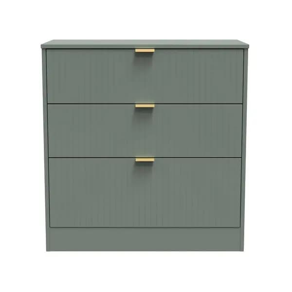 Image of Welcome Furniture Ready Assembled Nashville 3 Drawer Deep Chest In Reed Green NVF049RGRG