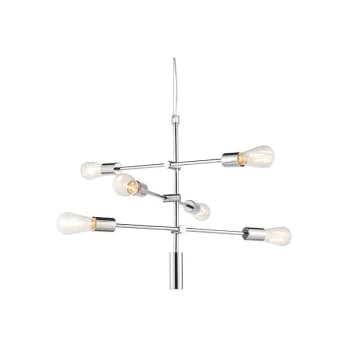 Image of Endon Collection Lighting - Endon Lighting Rubens - Pendant Chrome Effect Plate 6 Light Dimmable IP20 - E27