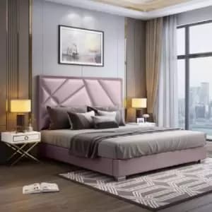 Image of Crina Bed King Plush Velvet Pink