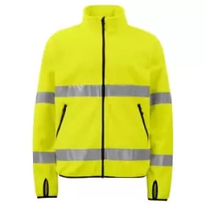 Image of Projob Mens Fleece Hi-Vis Fleece Jacket (XXL) (Yellow/Black)