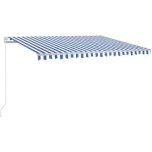 Image of Vidaxl - Manual Retractable Awning with LED 450x350cm Blue and White Blue