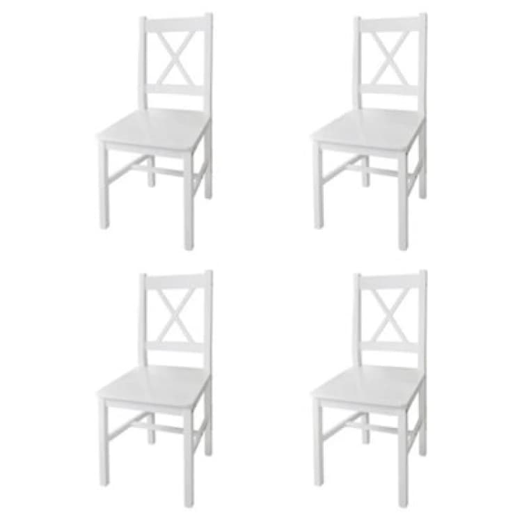 Image of Vidaxl Dining Chairs 4 Pcs White Pinewood Dining Chairs