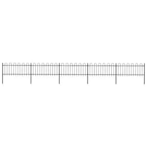 Image of Vidaxl Garden Fence With Hoop Top Steel 8.5X0.8 M Black