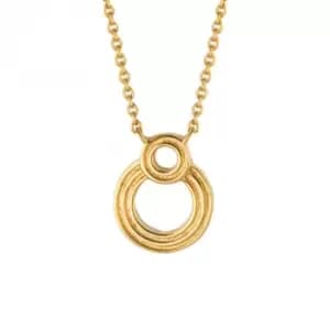 Image of Double Circle Ridges Gold Plated Necklace N4523