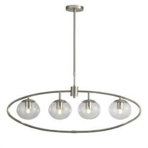 Image of 4 Light Pendant Bar Satin Silver, Glass, E27