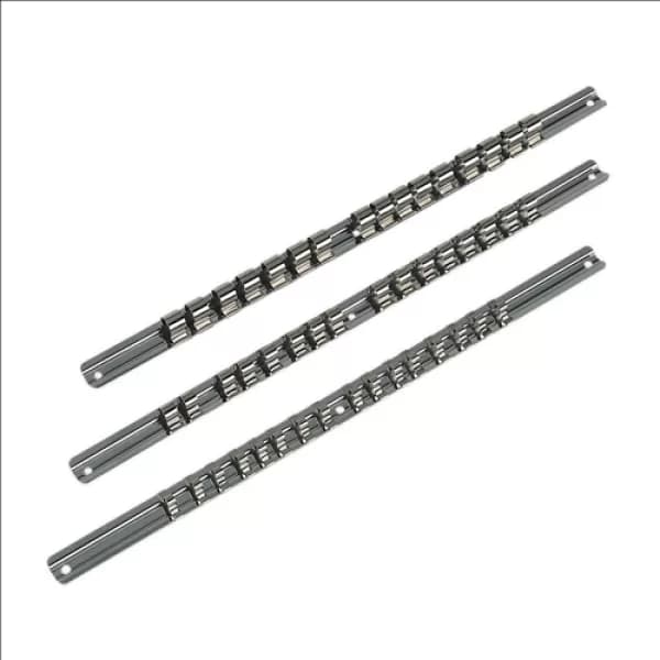 Image of Genuine SEALEY AK270 Socket Retaining Rail Set 3pc 1/4, 3/8 & 1/2Sq Drive