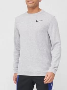 Image of Nike Training Dry Crew Sweat - Grey, Dark Grey, Size XL, Men