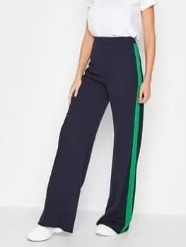 Image of Long Tall Sally Stipe Wide Leg Trousers - Navy/Green, Blue, Size 18, Women