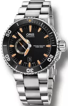 Image of Oris Watch Aquis Date Small Second Black Bracelet