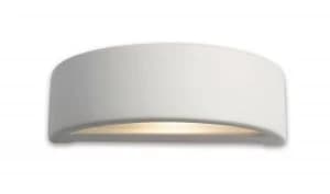 Image of 1 Light Indoor Plaster Wall Light - 100W Unglazed, Acid White Glass, E27
