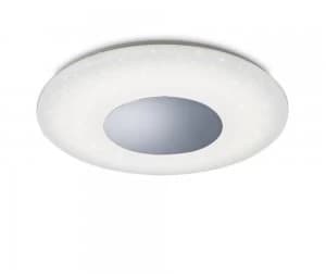Image of Flush Ceiling Light 45cm Round 48W LED 3000-6500K Tuneable, 3500lm, Remote Control Chrome, White