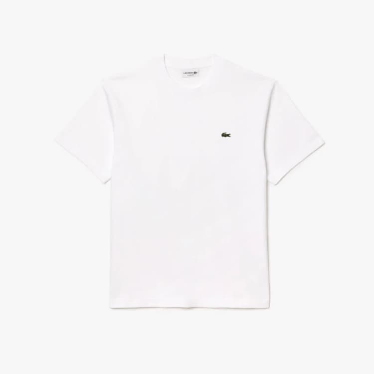 Image of Lacoste White Classic Fit Cotton Jersey T-Shirt White Male S 210464UK