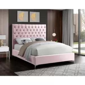 Image of Charlston Bed Small Double Plush Velvet Pink