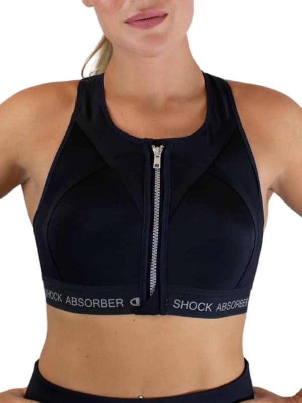 Image of Shock Absorber InfinitY Power Zip Front Sports Bra Black