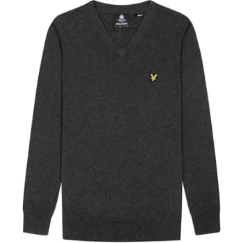 Image of Lyle and Scott Merino V Neck Jumper - Grey