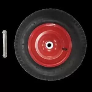 Image of Replacement 15" x 3.4" Pneumatic Heavy Duty Garden Wheelbarrow Wheel & Axel In Red