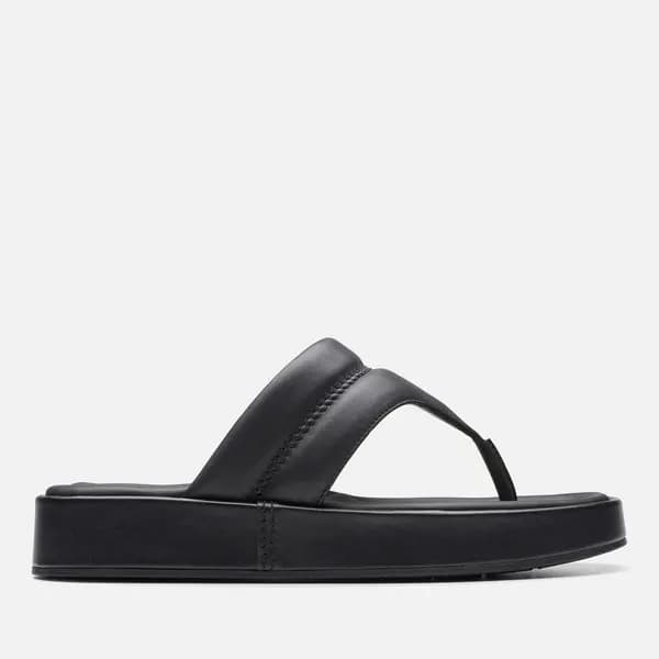 Image of Clarks Womens Alda Leather Toe-Post Sandals - UK 3