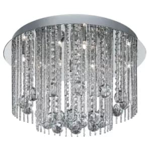 Image of Beatrix 8 Light Ceiling Flush, Chrome, Twist Tubes And Clear Crystal Ball Drops