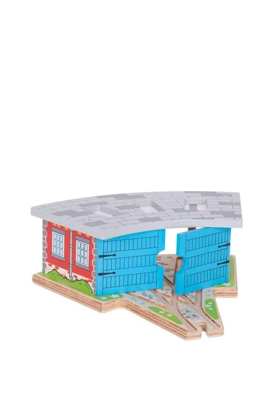 Image of Bigjigs Rail Triple Engine Shed Blue unisex