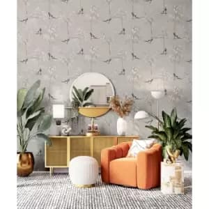 Image of Arthouse Japanese Garden Grey Wallpaper