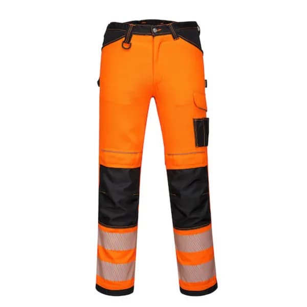 Image of Portwest PW3 Womens Hi Vis Stretch Work Trousers PW385OBR26 Colour: Orange / Black