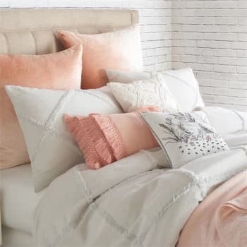 Image of Peri Home Chenille Lattice Pillow Case Std Grey - GREY
