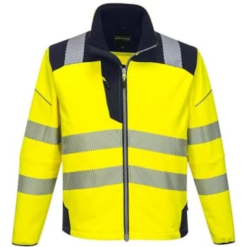 Image of Portwest - T402YNR4XL - sz 4XL PW3 Hi-Vis Softshell Jacket - Yellow/Navy
