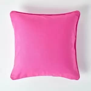 Image of HOMESCAPES Cotton Plain Cerise Cushion Cover, 30 x 30cm - Pink