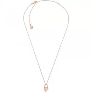 Image of Ladies Michael Kors Rose Gold Plated Logo Necklace