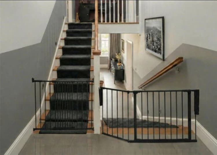 Image of Safetots Solution For Up And Down Staircases, Black, Multi Panels, Up To 115Cm, And, Screw Fit Gate, 67Cm - 105.5Cm