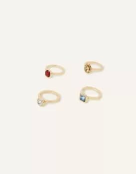 Image of Accessorize Womens Mixed Gem Rings 4 Pack Multi, Size: One Size