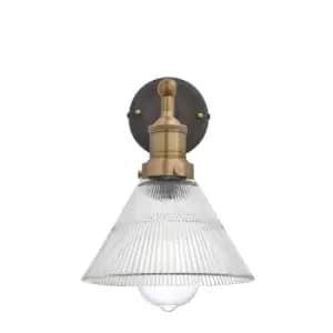 Image of Industville Brooklyn Glass Funnel Wall Light With Plug / 7" Brass Holder With Plug